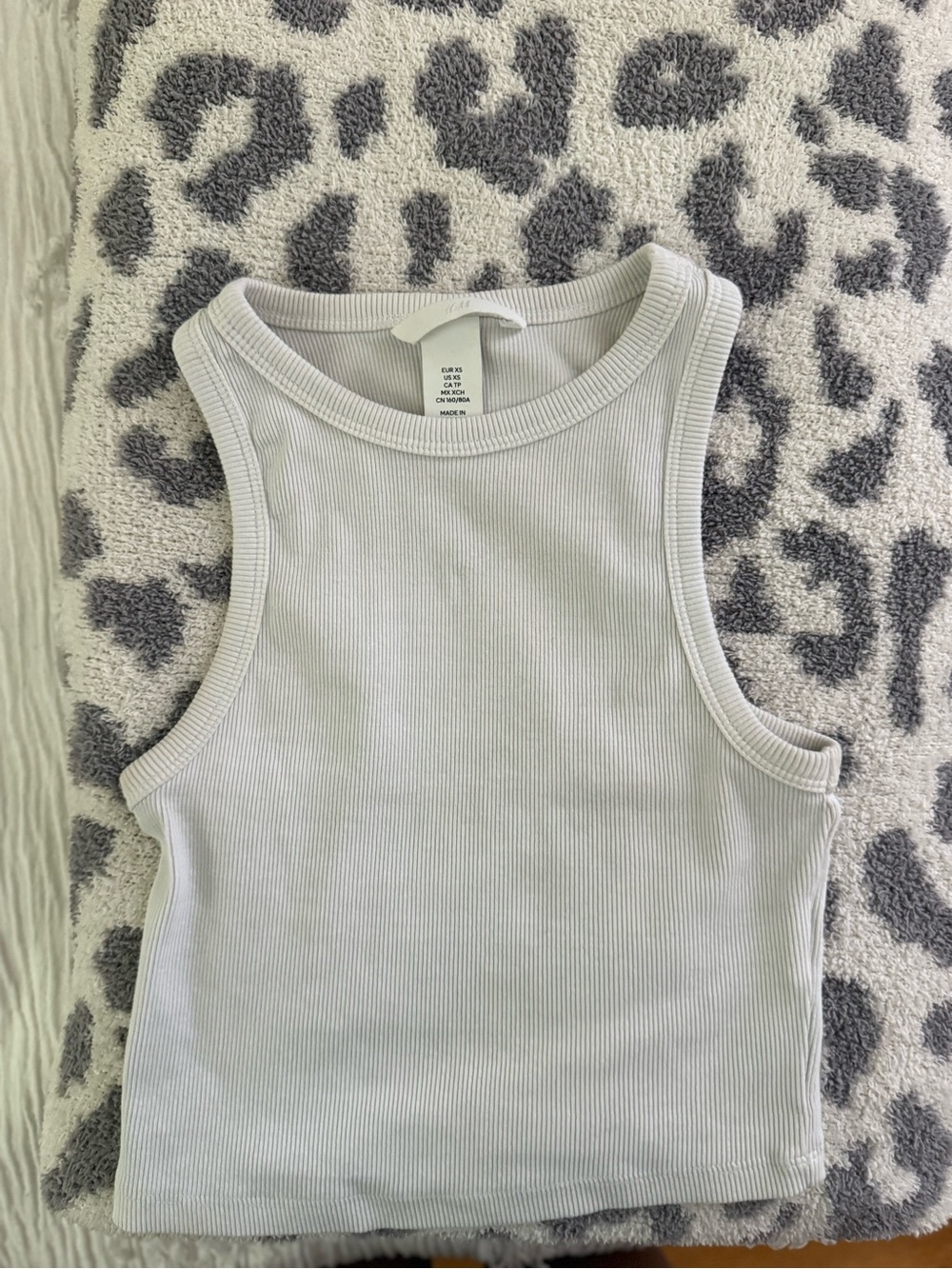 Ribbed Sleeveless Tank Top - White